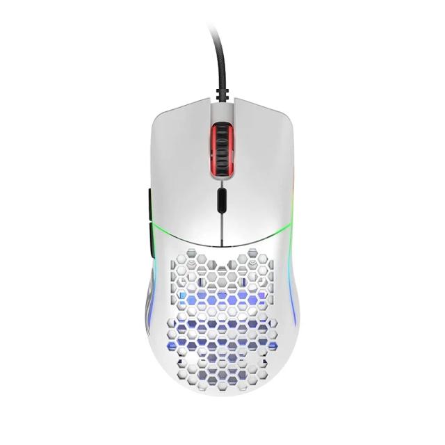 Glorious Model O Minus Wired Gaming Mouse - RGB 58g Superlight Ergonomic Gaming Mouse - Backlit Honeycomb Shell Design Gaming Mice (Matte White)