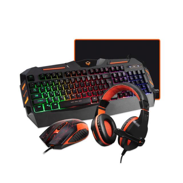 Meetion C500 4in1 Colorful Backlit Wired Keyboard, 3200 DPI Mouse, Headset& Mouse Pad PC Gaming Kit, 4 Bundle Set