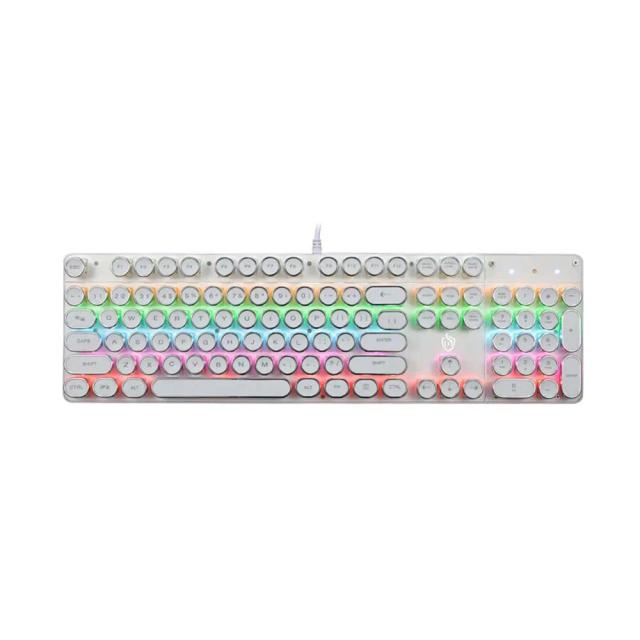 Chuyi HJK900-7 Mechanical RGB Keyboard with 104 Keys Backlight Effect  Black with OUTEMU Blue Switches, White, Wired