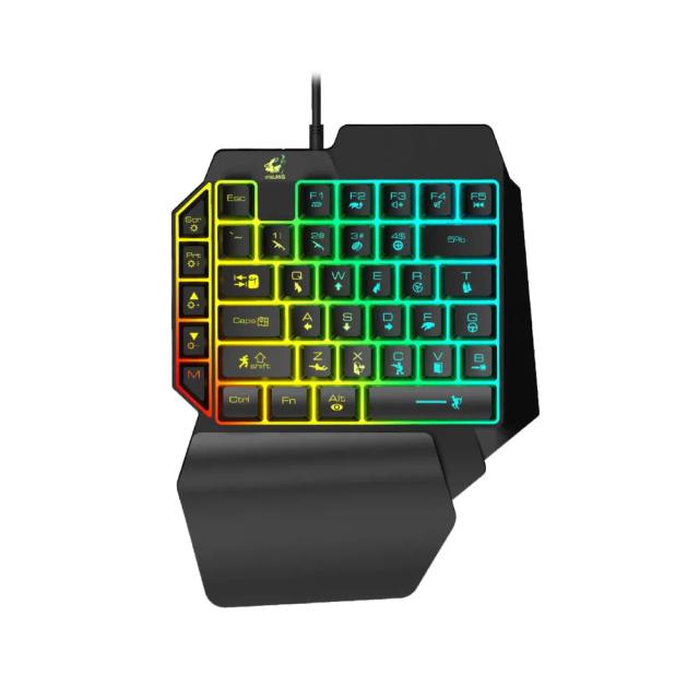 FREE WOLF K15 39 Keys One-handed Gaming Keyboard with LED Backlight, Black, Wired