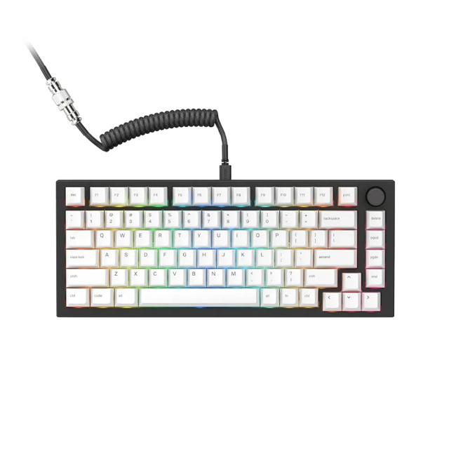 Glorious GMMK Pro 75% USB Gaming Keyboard Fox Linear Switch White Keycaps Black Frame, Wired