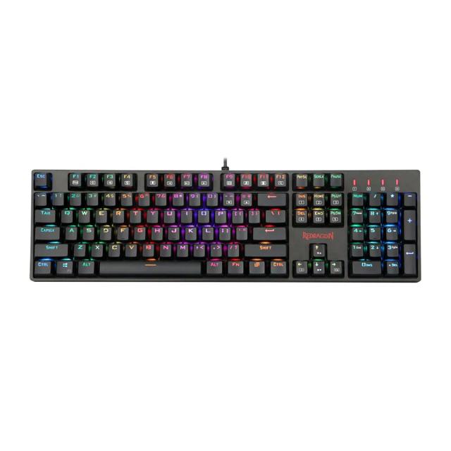 Redragon K582 SURARA RGB LED Backlit Mechanical Gaming Keyboard with 104 Keys-Linear and Quiet-Red Switches, Black, Wired
