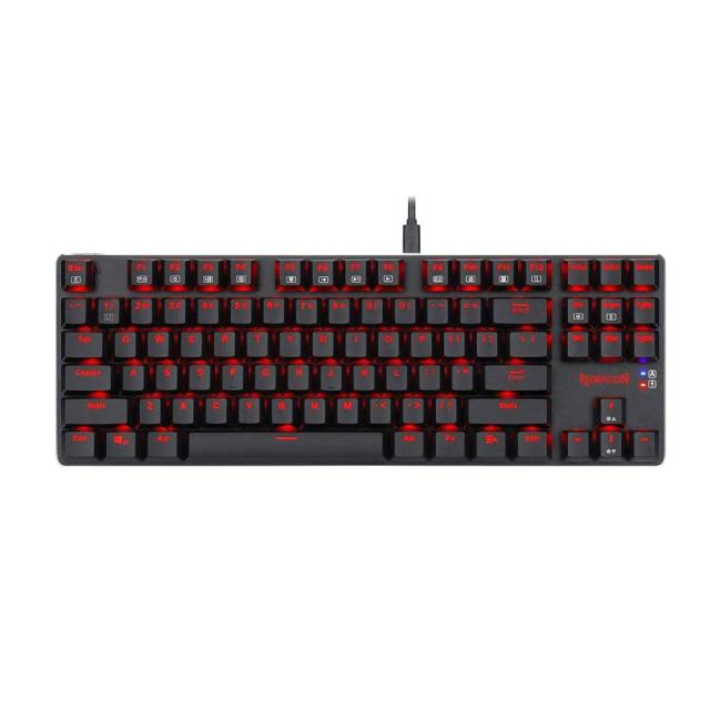 Redragon Mahoraga K590-RE, TKL, Wired/Wireless Mechanical Gaming Keyboard RED LED Backlit Compact 60% Low Profile 87 Key Computer PC Gamers Keyboard USB Wired (Black)