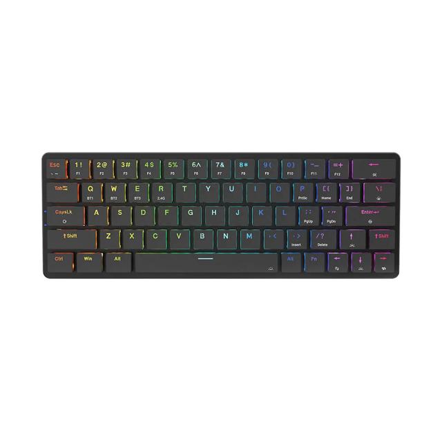 Redragon Elise Pro K624P-KBS Mechanical Gaming Keyboard RGB LED Backlit 63 Key Wired/Wireless 2.4G and Bluetooth Low Profile with Anti-Dust Blue Switches (Black)