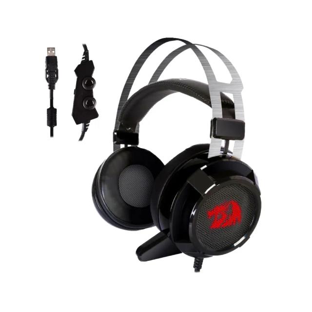 Redragon H301 SIREN2 7.1 Channel Surround Stereo, Stand, USB, Gaming Headset Over Ear, Headphones with Mic Individual Vibration Noise Canceling, LED Light, Wired