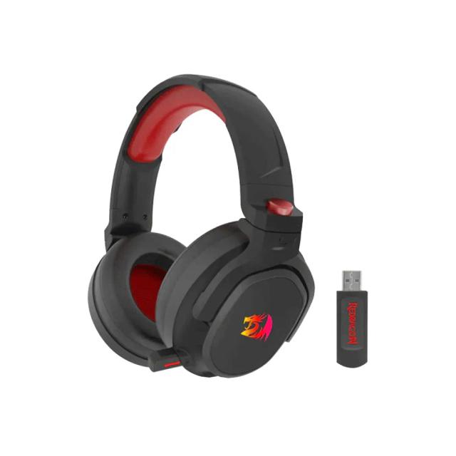 Redragon HADES H838 2.4GHZ Wireless Gaming Headset – Wired And Wireless Dual Mode Connectivity, Virtual 7.1 Surround Sound, Retractable Mic Design, LED BackLight - Black