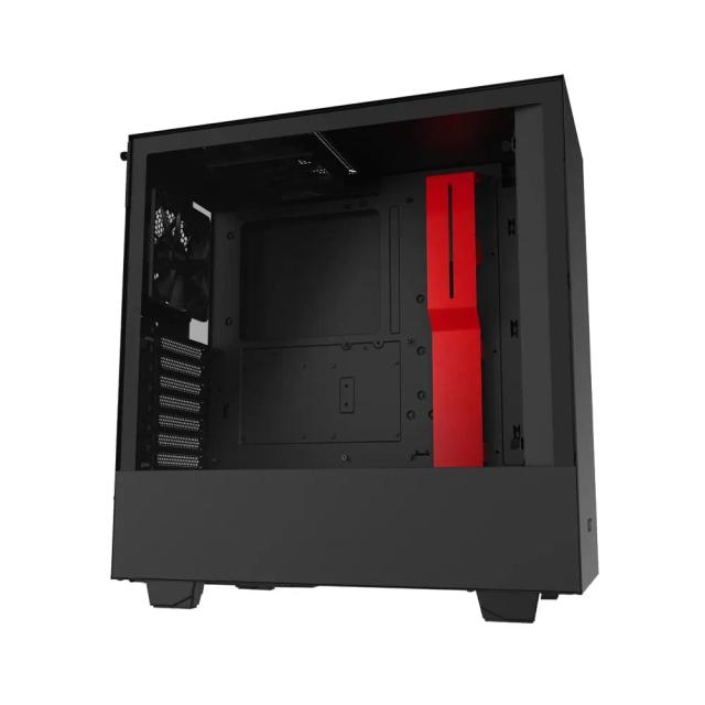 NZXT H510 - Compact ATX Mid-Tower PC Gaming Case - Front I/O USB Type-C Port - Tempered Glass Side Panel - Cable Management System - Water-Cooling Ready - Steel Construction - Black/Red