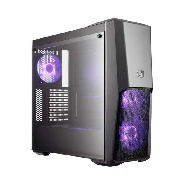 Cooler Master MasterBox MB500 ATX Mid-Tower with Three 120mm RGB Fans, Front Semi-Gray Half Meshed Ventilation, Tempered Glass Side Panel & RGB Lighting System