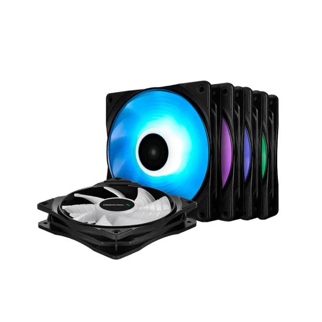 DeepCool RF120M 5in1 PC Fans 5 Packs 120mm High-Speed 1500RPM RGB Computer Case Fans 4-Pin PWM 56.5CFM Cooling Fans Quiet Under 27dB(A) High Performance for ATX/MATX PC Cases