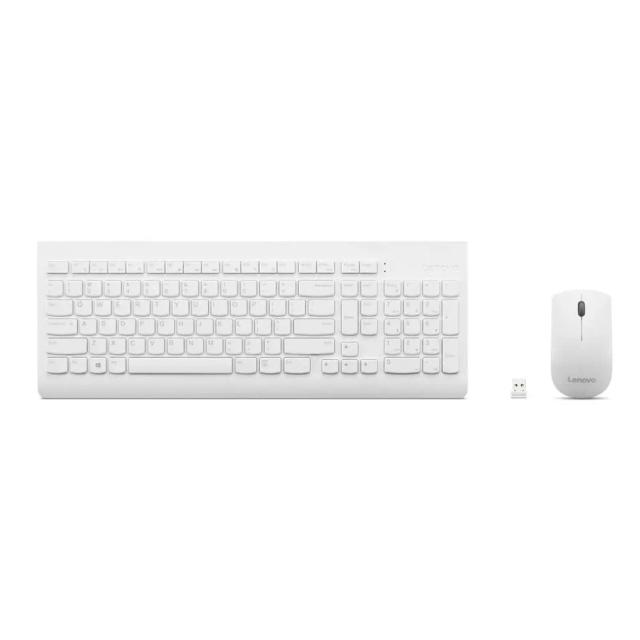 Lenovo 510 Wireless Combo with 2.4 GHz USB Receiver, Slim Full Size Keyboard, Full Number Pad, 1200 DPI Optical Mouse, Left or Right Hand, White
