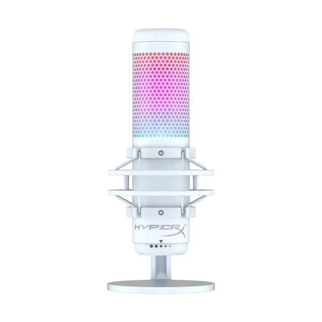 HyperX QuadCast S White – RGB USB Condenser Microphone for PC, PS4, PS5 and Mac, Anti-Vibration Shock Mount, 4 Polar Patterns, Pop Filter, Gain Control, Gaming, Streaming, Podcasts, Twitch, YouTube, Discord