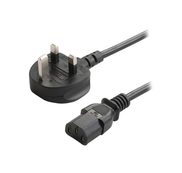 Power Solid UK to IEC C13 1.8m Power Cord with Fuse - Black