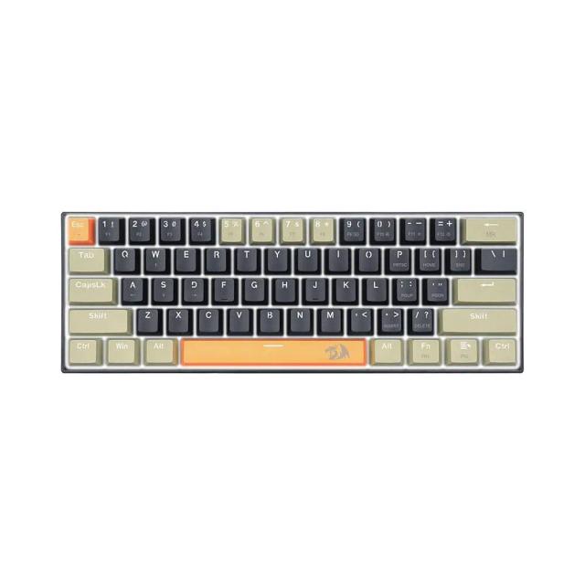 Redragon K606 Lakshmi 60% Mechanical Keyboard, 61 Keys, Detachable Wired Type-C Cable, Blue Switch, Double Injection Keycaps, White Backlit, Multi-Colored | K606-OG&GY&BK