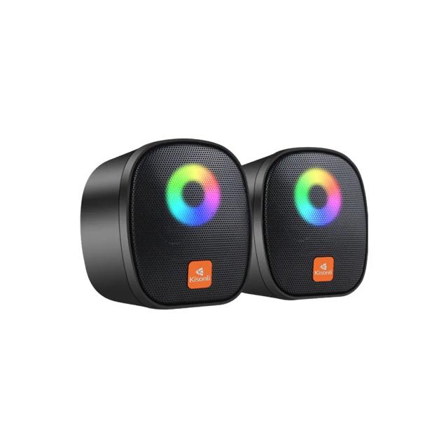 Kisonli X11 RGB 2.0-Channel Speaker for Computer USB Powered - Black