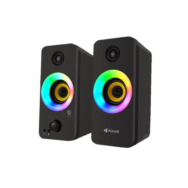 Kisonli X8 RBG Light Dual Bass USB 2.0 Speaker - Black