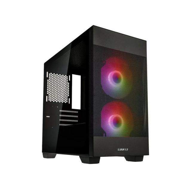 Lian Li LANCOOL 205M Mesh RGB Gaming PC Case, Micro-ATX, Tempered Glass, Mesh Front Panel, 140mm Fans - Black
