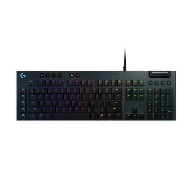Logitech G815 LIGHTSYNC RGB Mechanical Gaming Keyboard with Low Profile GL Tactile key switch, 5 programmable G-keys, USB Passthrough, dedicated media control, Tactile - Black
