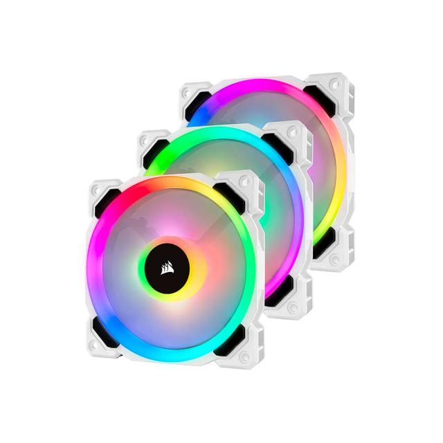 Corsair LL120 RGB, 120mm RGB LED Fan, 3x Triple Pack with Lighting Node PRO- White, Lighting Node PRO Included, LL120 RGB - White