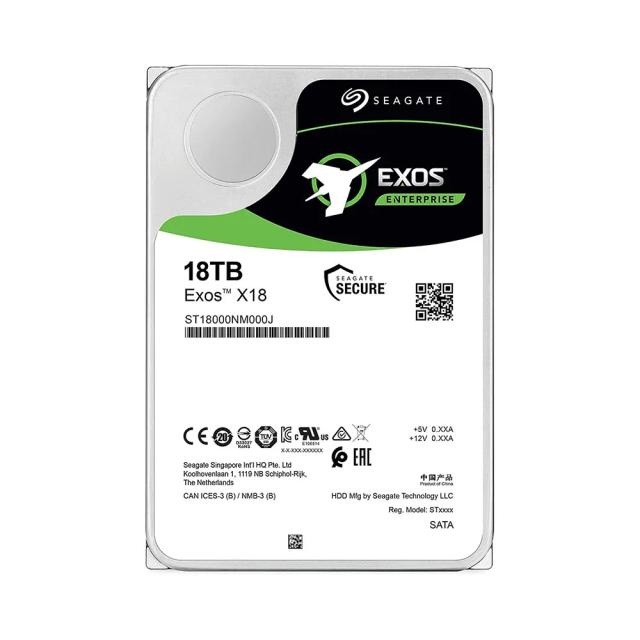 Seagate Exos X18 18TB Enterprise HDD - CMR 3.5 Inch Hyperscale SATA 6Gb/s, 7200 RPM, 512e and 4Kn FastFormat, Low Latency with Enhanced Caching