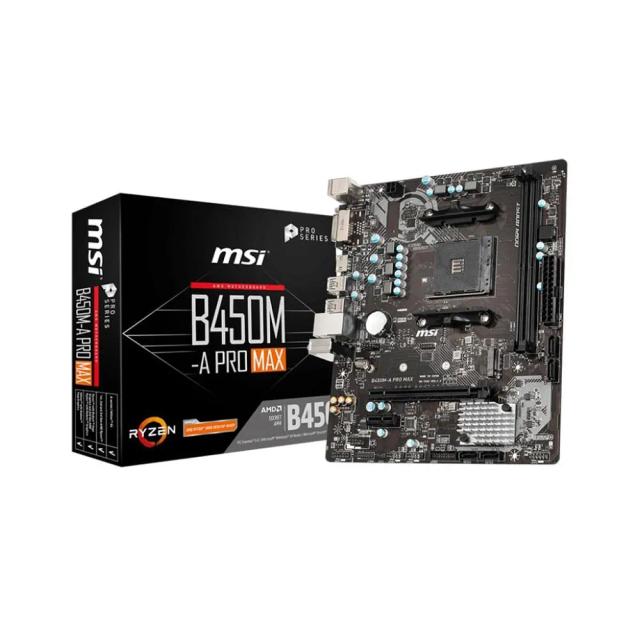 MSI B450M-A Pro Max AMD B450 AM4 Micro ATX DDR4-SDRAM PCIe 3.0 Motherboard