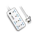 Guokang Universal Extension Lead with Multiple Function, UK Plug 3 Pin Socket Outlet with 6 Gang | 3 USB Port | 1 Type-C Port,1.8M Cable Power Strip for Home, Kitchen, and Office (White)
