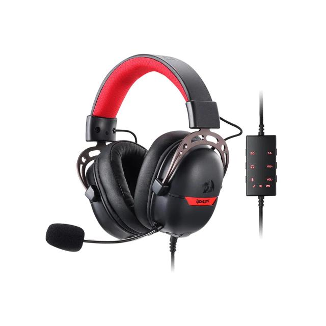 Redragon H376 Aurora Wired Gaming Headset, 7.1 Surround Sound Over-Ear Headphone w/40 MM Audio Drivers, Advanced EQ Mode, 240g Lightweight, Cozy Memory Foam Pads, USB Powered for PC/PS4/NS - Black