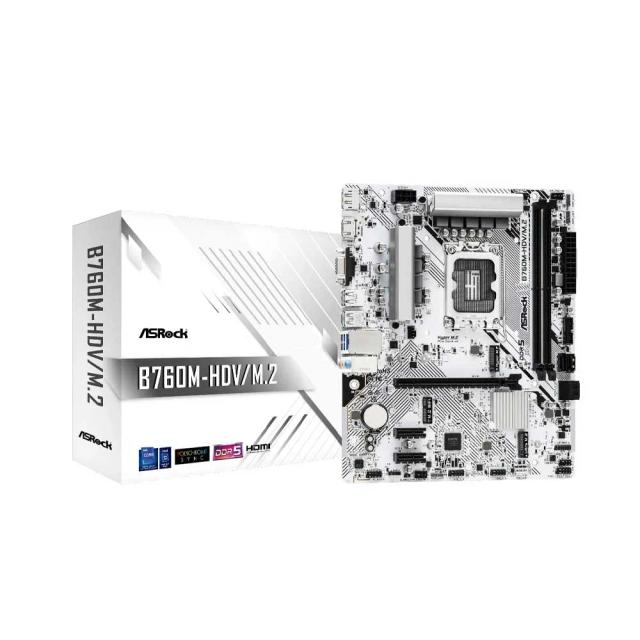 ASRock Motherboard B760M-HDV/M.2 Intel 12th and 13th Generation CPU (LGA1700) Compatible B760 Chipset DDR5 Micro ATX Motherboard