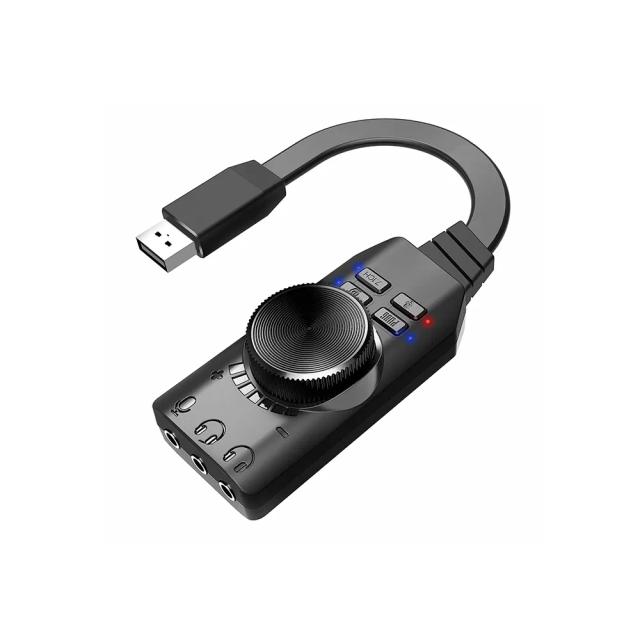Syskonics Plextone USB External Sound Card DSP Virtual 7.1 Channel USB Stereo Sound Adapter Volume Control -Microphone Mute-Dual Jack-PUBG Sound Effects for Windows and Mac, Plug & Play