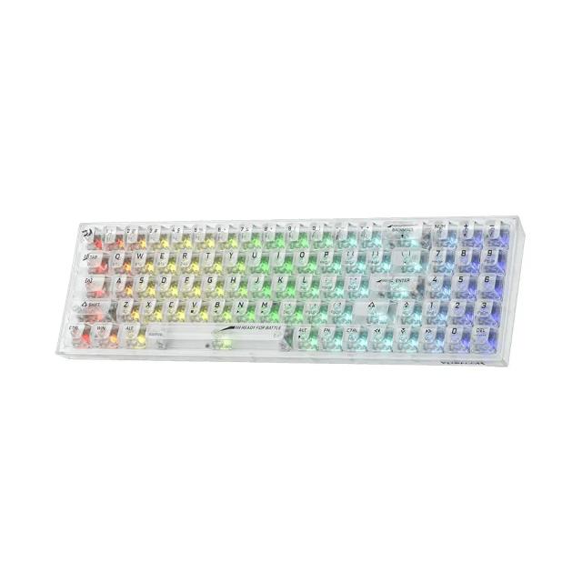 Redragon POLLUX K628 PRO 75% 3-Mode Wireless Hot-Swappable Full-Transparent Keyboard - White