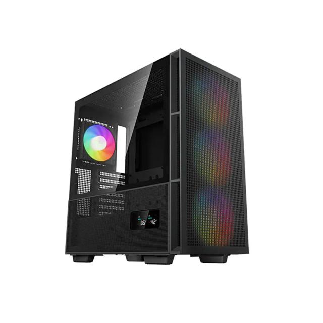 DeepCool CH560 Digital, ATX PC Case Dual Status Display 140mm PWM ARGB Fans High-Airflow Mid Tower Chassis Hybrid Mesh/Glass Side Panel 360mm Radiator Support Gaming Case USB 3.0 Type-C I/O Panel - Black