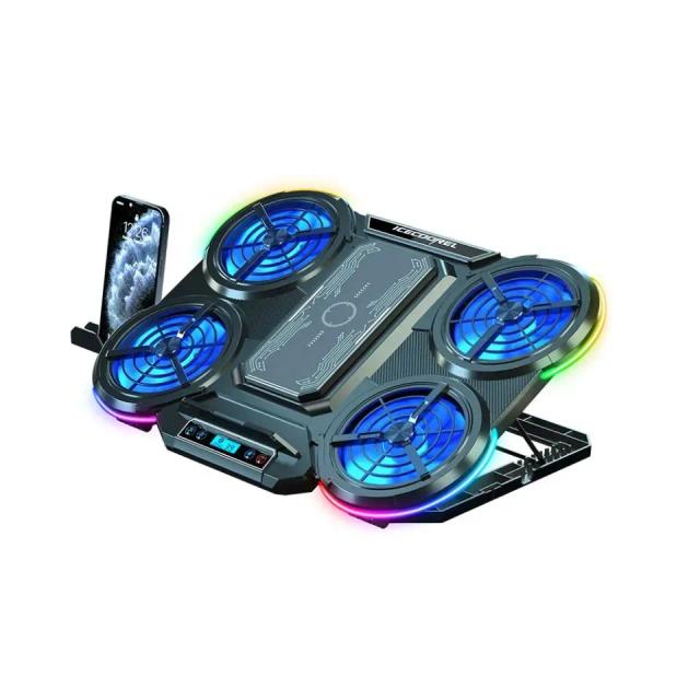 ICE COOREL Q5 Semiconductor Cooling RGB Gaming Laptop Cooler Pad, USB, Phone Holder, Adjustable Height Fans,