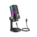 Fifine AmpliGame A8 Gaming Microphone, USB PC Mic for Streaming, Podcasts, Recording, Condenser Computer Desktop Mic on Mac/PS4/PS5, with RGB Control, Mute Touch, Headphone Jack, Pop Filter, Stand