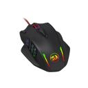 Redragon M908 IMPACT MMO Gaming Mouse up to 12,400 DPI High Precision Mouse for PC, 18 Programmable Buttons, Weight Tuning Cartridge, 12 Side Buttons, 5 programmable user profiles, 16.8 Million Customizing LED Color Option - Black