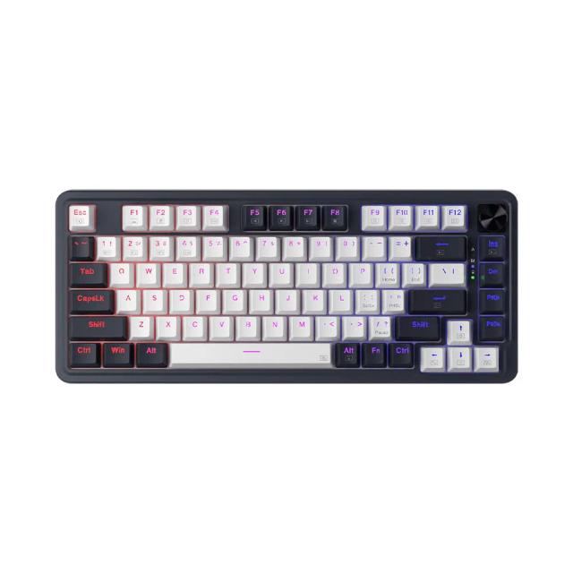 Redragon K673 PRO 75% Wireless Gasket RGB Gaming Keyboard, 3-Modes 81 Keys Compact Mechanical Keyboard w/Hot-Swap Socket, Dedicated Knob Control & Sound Absorbing Pads, Linear Red Switch