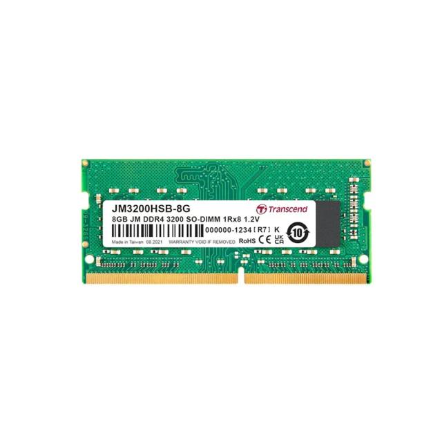 Transcend 8GB DDR4 3200 MHz Laptop Memory, up to 25.6GB/s. - 260 pin, 1.2V, 1Rx8, CL22 DIMM Type - Unbuffered SO-DIMM Memory