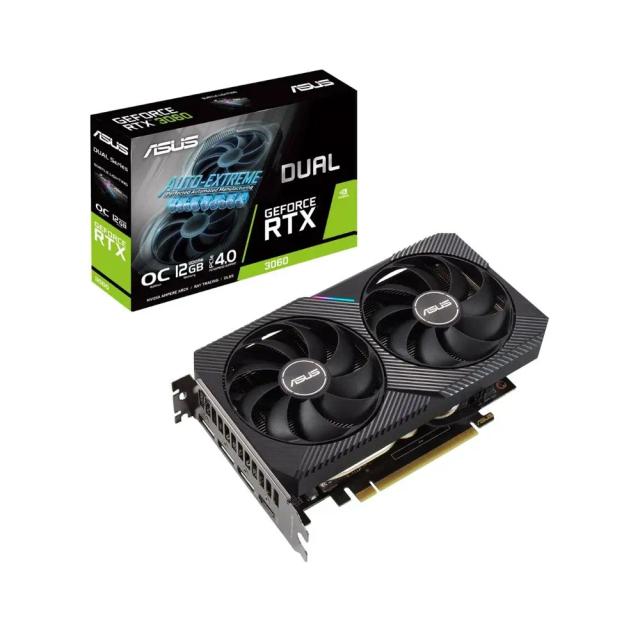 ASUS Dual NVIDIA GeForce RTX 3060 OC Edition 12GB GDDR6 Gaming Graphics Card (PCIe 4.0, 12GB GDDR6 Memory, HDMI 2.1, DisplayPort 1.4a, 2-Slot, Axial-tech Fan Design, 0dB Technology)