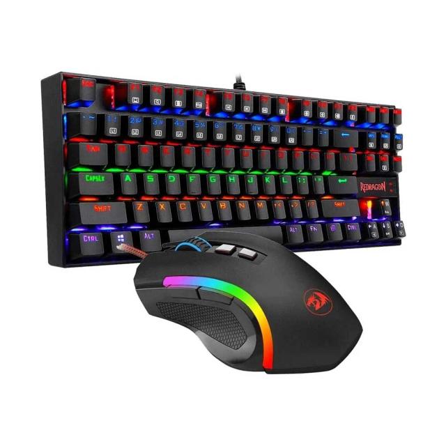 Redragon K552-RGB-BA Mechanical Gaming Keyboard and Mouse Combo Wired RGB LED Backlit 60% with Arrow Key Keyboard & 7200 DPI Mouse for Windows PC Gamers (Tenkeyless Keyboard Mouse Set)