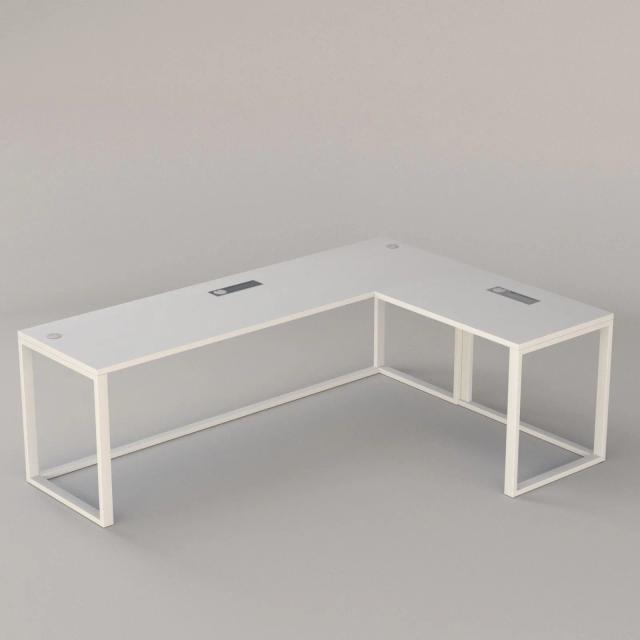 Custom Desk DK L245R White V2 (245-100*75*79, Ballon Press Surface, 500KG max load)