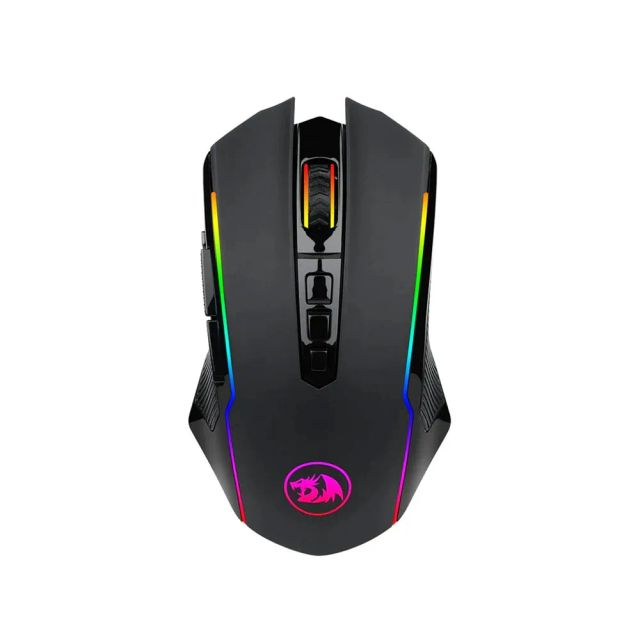 Redragon M910-KS Ranger Lite Wireless Gaming Mouse 8000 DPI, PC Gaming Mice with Fire Button, RGB Backlit, 9 programmable buttons Ergonomic Mouse Gamer, Rechargeable, 70Hrs for Windows, Mac Gamer, Black