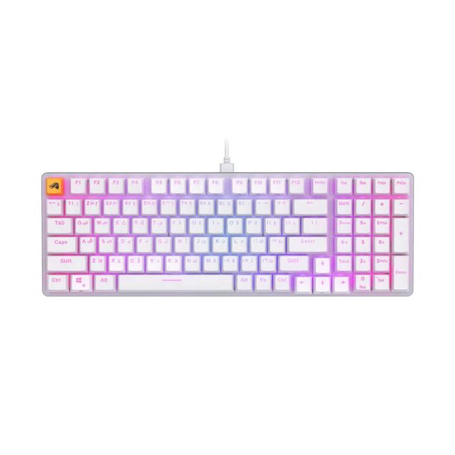Glorious GMMK 2 Full Size Pre-Built Edition 96% RGB Gaming Keyboard, Hot Swappable Mechanical Keyboard, Linear Switches, Double Shot Keycaps, Wired - White