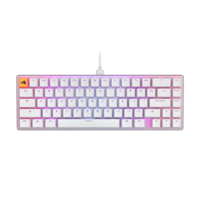 Glorious Gaming GMMK 2 Pre-Built Edition with Arabic Letters - Custom 65% White Gaming Keyboard - Compact Low-Profile - MX Mechanical Keyboard - Incl. Double Shot Keycaps & Linear Switches - TKL & RGB Mechanical Keyboard, Wired