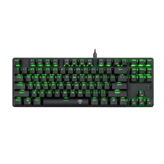 T-DAGGER Bora T-TGK313, Tenkeyless, Outemu Sw. Green LED Gaming Mechanical Keyboard, Black, Wired
