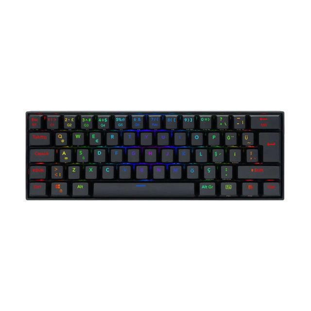 Redragon K530 Draconic Pro 60% Wireless RGB Mechanical Keyboard, Bluetooth/2.4Ghz/Wired 3-Mode 61 Keys Compact Gaming Keyboard w/Hot-Swap Socket, Free-Mod Plate Mounted PCB & Linear Red Switch