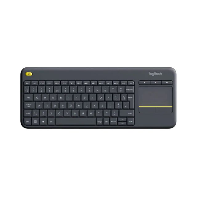 Logitech Wireless Touch Keyboard K400 Plus 60% Keyboard with 3.5-inch Multi-touch Touchpad, Quiet Keys, Black, Battery, 2.4Ghz