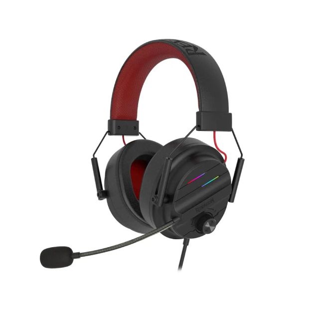 Redragon H380 CHIRON RGB USB Gaming Headset – Virtual Surround 7.1, On-Ear Volume Knob – Noise Cancelation Mic, Stand, Wired, Black
