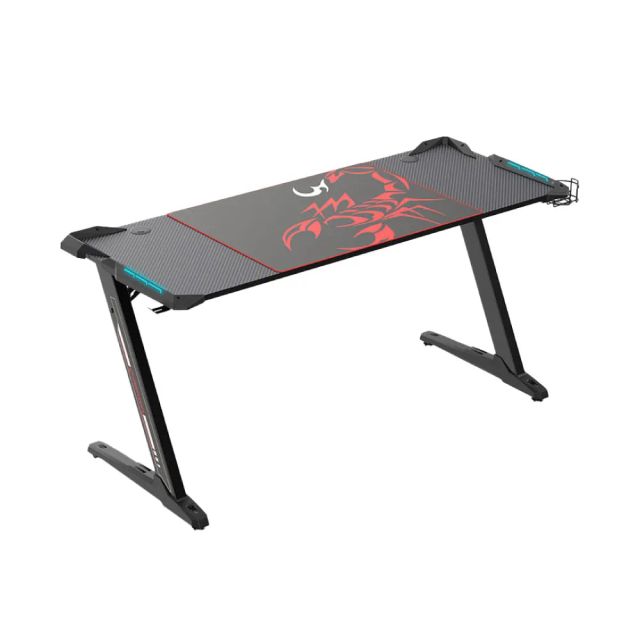 Eureka Ergonomic ERK-Z60-B-2 Gaming Desk 60'' Z Shaped Large PC Computer Gaming Desks Tables with RGB LED Lights and Mouse Pad for E-Sport Racing Gamer Pro Home Office