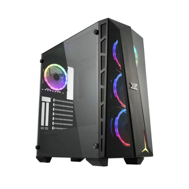 Xigmatek Cyclops ARGB / media Tower-ATX gaming Pc box/panel tempered glass and mesh front/4 fans