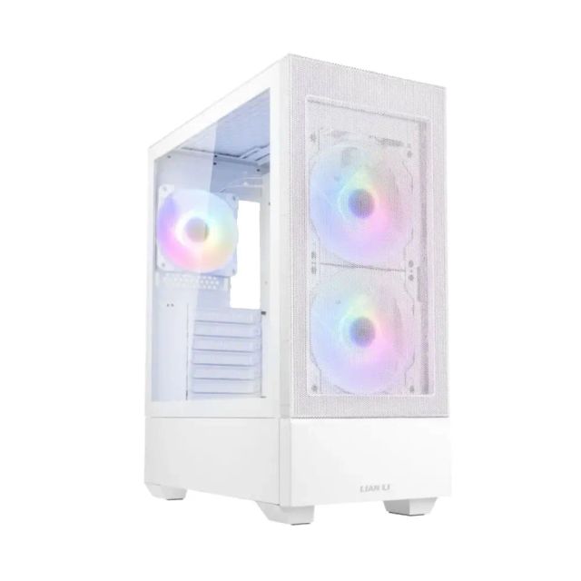 Lian Li Lancool 205 RGB Gaming Computer Case, Mesh C Mid-Tower Case - 3 ARGB PWM Fans Pre-Installed, USB Type-C Port - White