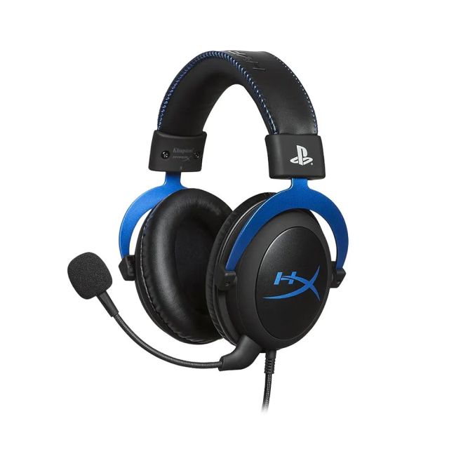 HyperX Cloud - Official PlayStation Licensed Gaming Headset for PS4 and PS5 with In-Line Audio Control, Detachable Noise Cancelling Microphone, Comfortable Memory Foam - Wired, Black/Blue