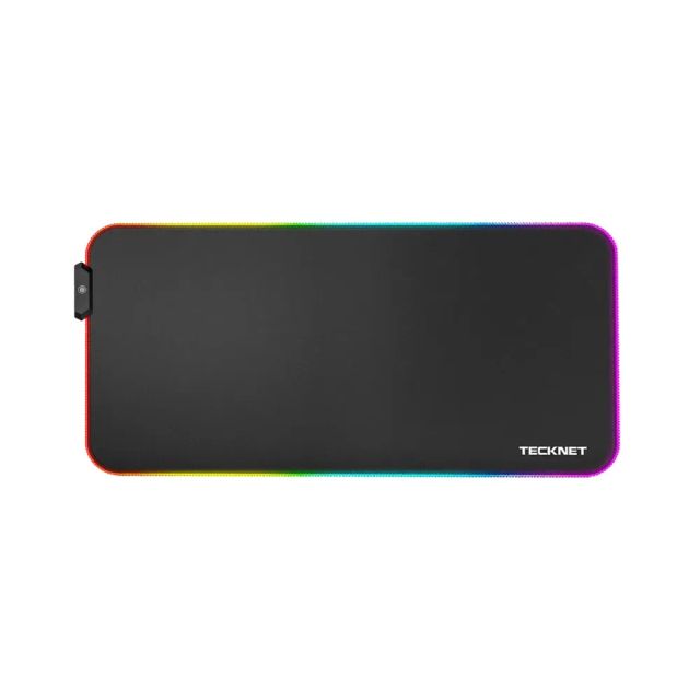 TECKNET XXL-800x400x4 mm Gaming Mouse Pad, 12 RGB Backlit Large Gaming Mouse Mat with Waterproof Surface and Non-Slip Rubber Base for Laptop, PC, Office